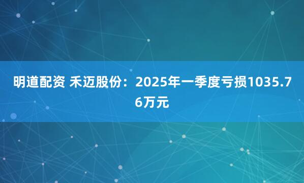 明道配资 禾迈股份：2025年一季度亏损1035.76万元